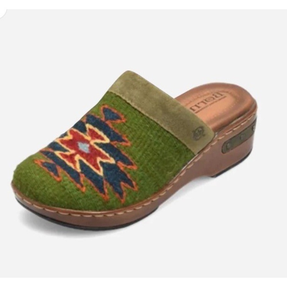 New Børn Bandy 10 M 42 Green Woven Clogs Slip On Southwestern Aztec